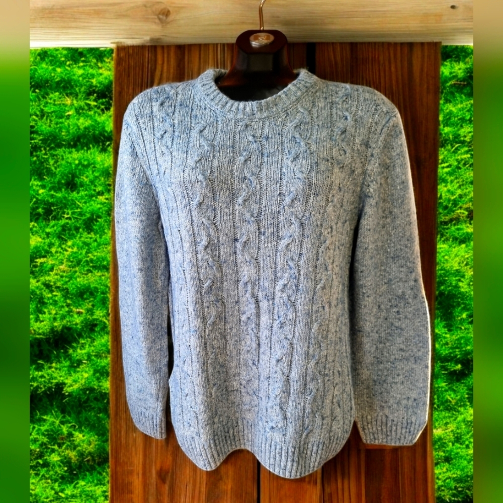Lorenzo Magni Light Blue Wool Blend Cozy  Cable Knit Sweater Made in Italy 🇮🇹